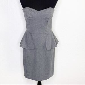 Shoshanna gray strapless sweetheart peplum waist dress NWT size 6 feminine chic